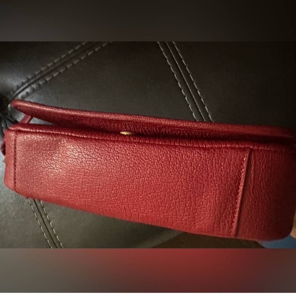 Karl Lagerfeld Red Leather Shoulder Baguette with Gold Hardware - Picture 6 of 9